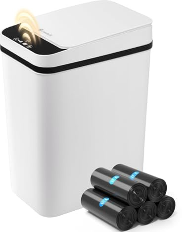 FRESHLIX Bathroom Garbage Can with Lid, 2.6 Gallon Diaper Trash Can, Automatic Trash Cans Touchless, Slim Waterproof Smart Commercial Trash Can for Bedroom, Bathroom, Office, Living Room, Toilet, RV