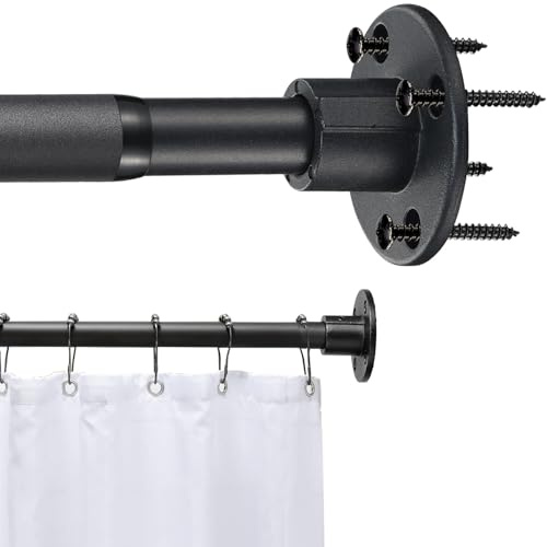 76-124cm Ajustable Barra de Cortina de Ducha de metal, Diámetro de 25 mm Barra de Cortina de Ducha Telescópica Extensible en Acero para Ducha y Bañera,Ventanas, Armario Ropero, Necesita Taladrar