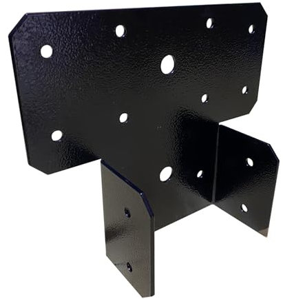 4Set(8pcs) Black T-Shaped Post to Beam Connector Roof Tie Bracket, Adjustable Cap , Steel Truss Header Hanger Support for Carports, Pavilions, Terraces (4X4)