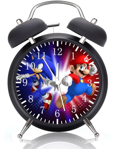 Twin Bell Super Sonic Alarm Desk Clock with Night Light Quite Silent Non-Ticking 4 Inches Metak and Glass Face Great for Decor or Gifts G187