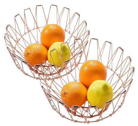 Fruit Basket For Kitchen | Lot de 2 corbeilles à fruits pliables | Solution d'organisation pratique du stockage des aliments Bac à légumes flexible pour le salon
