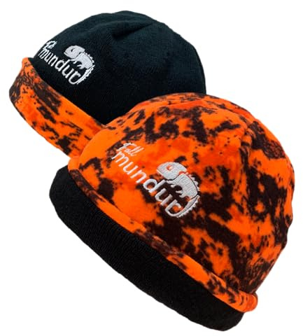 Full mundur Wende Jagdmütze, Strickmütze, Camouflage Orange schwarz, Sichtbarkeit Beanie-Mütze, Blaze Orange Wendemütze für die Drück-Jagd