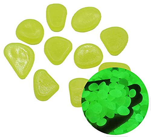 In Stones Decor Glow Lot de 300 pierres pour aquarium clair foncé pour décoration de maison de jardin Cristal bleu (jaune vif, taille unique)