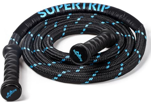 Supertrip Upgraded Weighted Jump Rope for Fitness Men Women Second Generation 360 Rotating Handles, 3.21LBS 3.38LBS 3.41LBS Polyester Heavy Skipping Rope for Exercise Workout Equipment