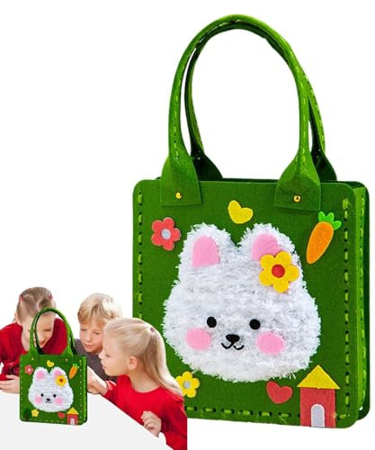 Celuicion Sac à coudre brodé, kit créatif coloré de d'animaux | Sac à provisions en feutre léger réutilisable Kit de pour la maison, l'école, les voyages