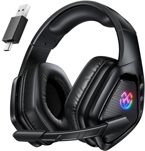 Tatybo Cascos Gaming Inalámbricos 7.1 para Ps5/Ps4/PC, Auriculares Bluetooth con Micrófono con Cancelación de Ruido, 2.4GHz USB-C, 40H+ Batería para Switch/Mac/Portátil