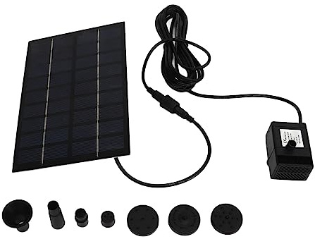 Solar vattenpumpsats 9V 1,8W, Solar dammpump med nät mot igensättning, lättmonterad solar fontänpump för trädgårdspooldekoration, inkluderar 4 munstycken för anpassningsbart
