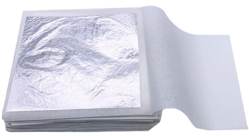 20Pcs Edible Silver Leaf Sheets, 2.4x2.4in Silver Leaf Sheets, Edible Paper for Beauty Routine, Makeup, Bakery, Pastry, Cake, DIY Art Craft, Furniture, Foil