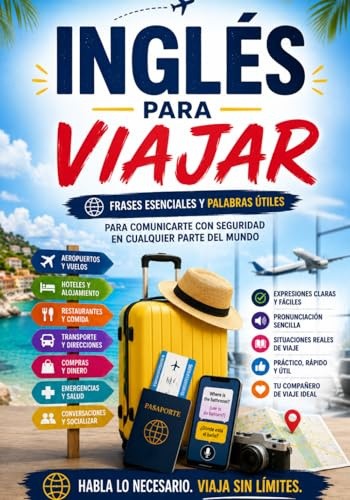 INGLÉS PARA VIAJAR: La guía práctica con frases y vocabulario esencial para turistas y vacaciones. Habla en hoteles, aeropuertos y restaurantes aunque no sepas inglés