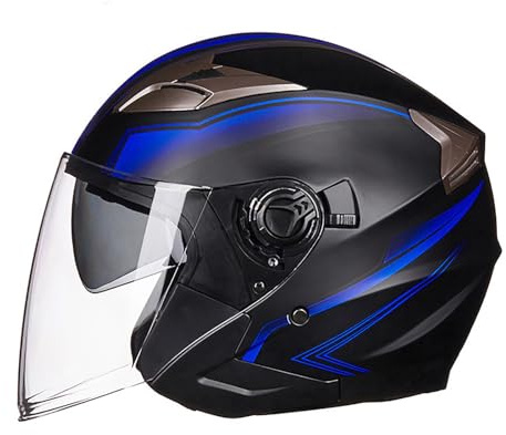 Casque de moto 3/4, casque de scooter, casque de moto rétro, casque jet avec visière, casque chopper homologué ECE, demi-coque pour adultes, hommes et femmes, casque de moto vintage 4,XL=61-62CM