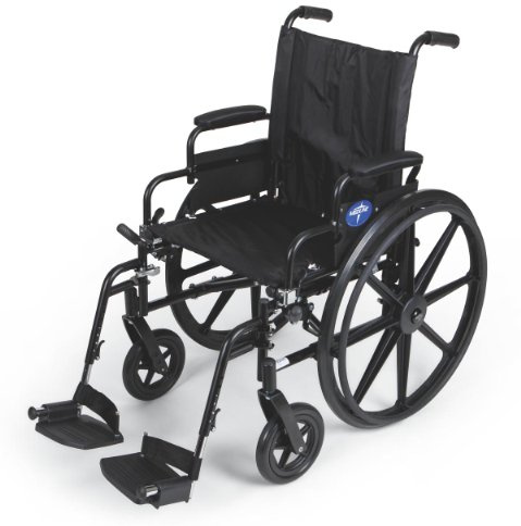 Medline Premium Lightweight Wheelchair, Flip-Back Desk Arms and Swing-Away Footrests, 20 x 18 Seat (W x D)