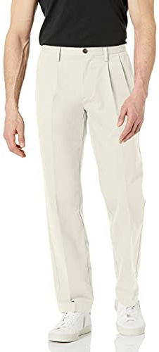 Amazon Essentials Pantalon Chino plissé, Infroissable, Coupe Classique (Grandes Tailles Disponibles) Homme, Gris Pierre, 38W / 32L