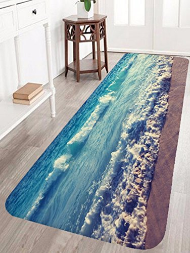 A.Monamour Badematten Badteppiche Badvorleger Blauen Ozean Meer Große Wellen Strand Meer Natur Tropische Landschaft rutschfeste Bad Teppiche Matten Für Bad Badewanne Matten 40x120cm