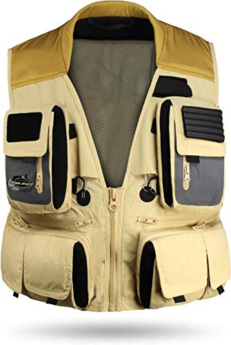 normani Moderne Anglerweste Fliegenfischerweste Multifunktionsweste (S-XXL) Khaki M