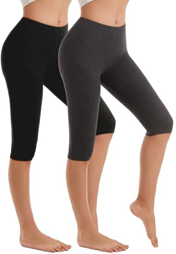Vinconie Leggings 3/4 Mujer Cortos Bajo Vestidos Capri Mallas Deportivas | Leggings 3/4 Ligeros Transpirables, Ideales Para Yoga, Deporte, Bajo Faldas, Hogar, Cómodos