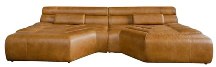 KAWOLA Big Sofa XXL Couch mega Sofa Tara Leder Velvet Vintage Wohnlandschaft mit Kissen Fernsehcouch große Sitzfläche 286x75x148cm