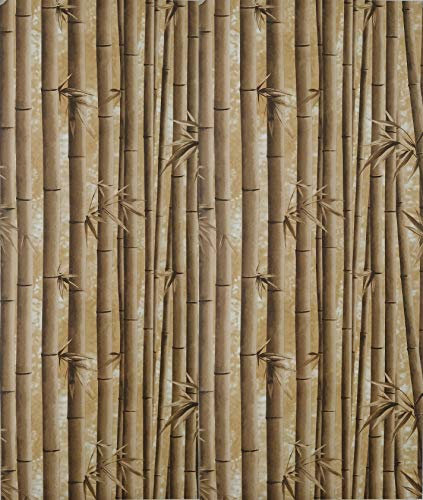 Dundee Deco AZ-F8263 Rouleau de papier peint amovible autocollant amovible Motif pousses de bambou marron 5,5 m x 45 cm 2,5 m²