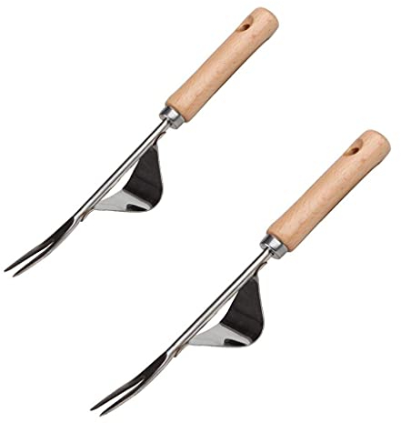 Unkrautstecher Edelstahl,Garden Manueller Unkrautjäter,Weeder Wurzeljäter mit Holzgriff,Ampferstecher zur Garden Grundausstattung für Jäten,Lösen,Gartengeräte Gartenwerkzeug für Gärtnerinnen,2 Stück