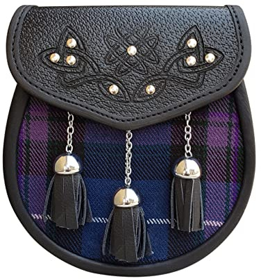 CLOUD KILT Sporran Kilt - Falda escocesa tradicional de cuero de alta calidad con cinturón de cadena, accesorios para hombre, Orgullo de Escocia Tartán, Big and Tall