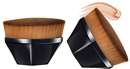 ATURMC Pinceau Fond de Teint No Trace Kabuki pour Maquillage du Visage Do Not Eat Liquid Foundation Powder Beauty Tool Concealer Pinceau Maquillage Pour (Noir*2PC)