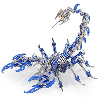 metalkitor Scorpion - Kit puzzle in metallo 3D per adulti e adolescenti, 454 pezzi, per montaggio meccanico, 4 ore di costruzione, ideale per regali e razioni (blu)