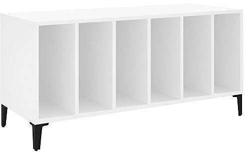 vidaXL Armoire à Disques, Armoire Latérale avec Rangement, Meuble pour Tourne-Disque, Buffet de Salon, Moderne, Maison Blanc Bois d'Ingénierie