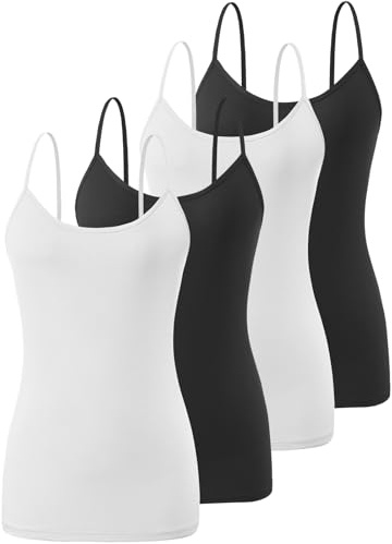 Knuffnee Damundertröjor, justerbara spagettitoppar, basic, cami-linne, 4-pack