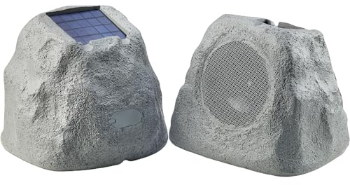 Gemini GHRK-500LTMS-PR Tragbarer Solar-Bluetooth-Rock-Lautsprecher, witterungsbeständig, Multi-Link, kabellos, LED-Beleuchtung