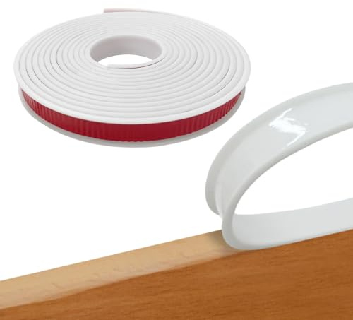 16.4ft Self Adhesive Flexible U Channel Edge Protecter,Furniture Veneer Rubber Edge Banding,TPE Flexible Furniture Edge Protector for Cabinet Repair Furniture Restoration(18MM, White)