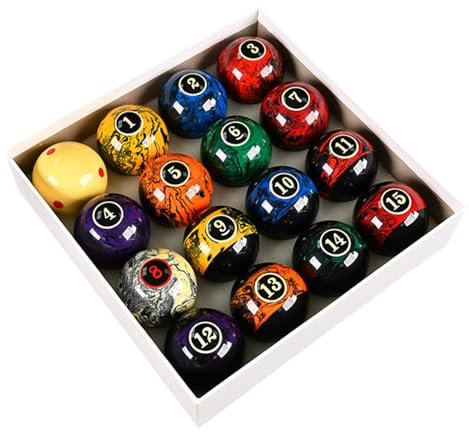 Oshhni 16 Stück Billardtischkugeln, Billardkugeln, professionelle 2,25-Zoll-Billardausrüstung, Snookerbälle, komplettes Set für Bars, Spielzimmer