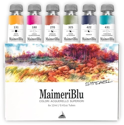 MaimeriBlu Watercolor Paint Steve Mitchell Artist Set, 6 Tubes, 12ml, Assorted Colors, 1 Count