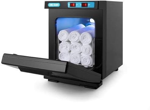 Scaldasalviette, 10/23L, asciugamano UV disinfettante, asciugamano caldo sterilizzatore gabinetto, riscaldamento a 360°, 176°F, armadietto riscaldante professionale per bellezza, salone, spa (nero)