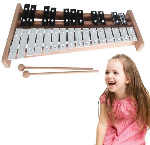 Arrovarp Xylofoninstrument, liten xylofon – litet och bärbart glockenspiel-instrument, 27 noter pedagogiskt glockenspiel-instrument, förbättrar hand-öga-koordinationen