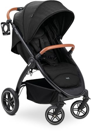 hauck Uptown, Melange Black - Kinderbuggy mit Liegeposition ab Geburt, Breiter Sitz bis 22 kg, Getränkehalter, Gummiräder, Federung, UV Schutz 50+, Faltbar, Höhenverstellbar, Großer Korb