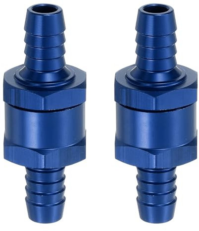sourcing map Lot de 2 clapets anti-retour à sens unique en alliage d'aluminium pour essence, diesel, gaz, huile, air, eau, bleu 10 mm