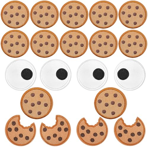 TZEKING 20 Pezzi Toppe Del Biscotto,Toppe Termoadesive Bambini,Toppe Di Carnevale Di DIY, Distintivo ricamato a caldo con disegno del biscotto per la decorazione o la riparazione dei vestiti