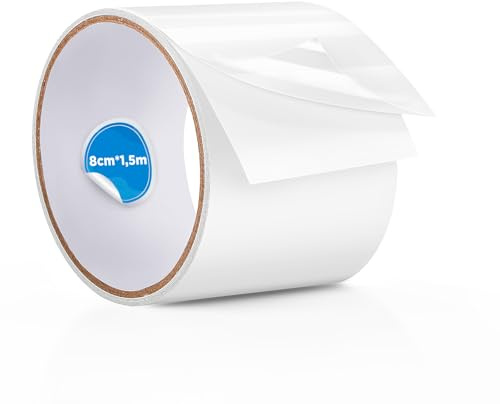 ecooe Kit Riparazione Piscina, Nastro Impermeabile 8cm x 150cm, Toppe per la Piscina, Materasso ad Aria, Trampolino, Canotto, Letto ad Aria, Castello Gonfiabile, Colore Trasparente