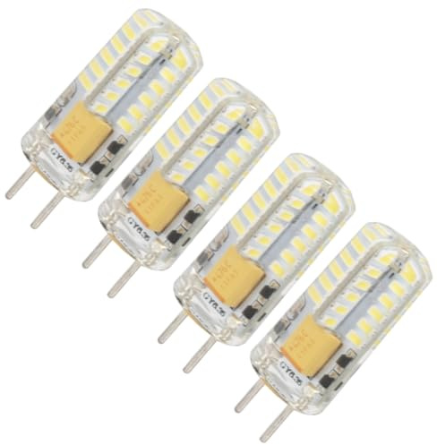 Beufee Lot de 4 ampoules LED GY6.35 à deux broches, 6 000 K, 3 W, 48 LED, halogène, pour lampe de bureau, lampe d'appoint, lampe de table, 12 V