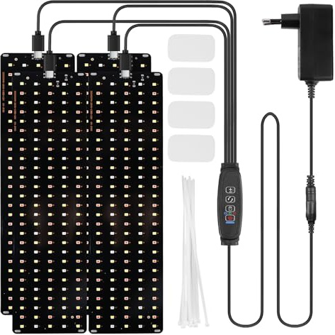 Lampada per piante a LED a spettro completo con 540 LED, 10 tipi di luminosità, lampada per piante, luce per coltivare con timer da 3/9/12H, per semi, piante e fiori, nero