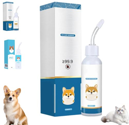 Nettoyant Auriculaire, Soulage Démangeaisons Chez Chiens Chats (120ml,1pcs) | Nettoyant Auriculaire Chiens, Formule Douce, Antibactérien/Nettoyant, Anti-Acariens Désodorisant, Sans Danger Les Oreilles