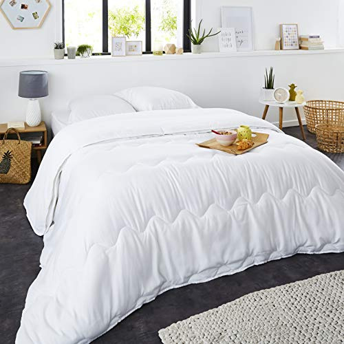 SWEET NIGHT - Couette 4 Saisons | 140x200 cm | 3 en 1 : Couette Légère été + Couette mi-Saison = Couette Chaude Hiver | Enveloppe 100% Microfibre