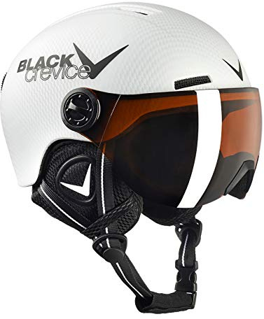 Black Crevice unisex ungdom barn visir hjälm leogang, vit matta/svart, 48–52 cm, vit kolmatta/svart, XXS