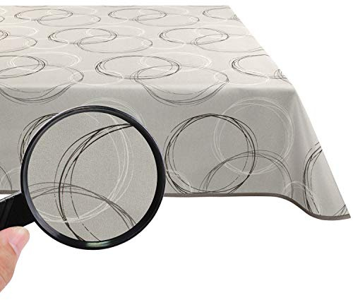 Valia Home® Tovaglia con rivestimento in Teflon per uso interno ed esterno in 6 design | Lavabile, respinge acqua e sporco grazie al fidato effetto loto | 140 x 300 cm beige