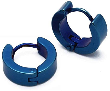 Zense - Orecchini a cerchio blu da uomo ZE0068