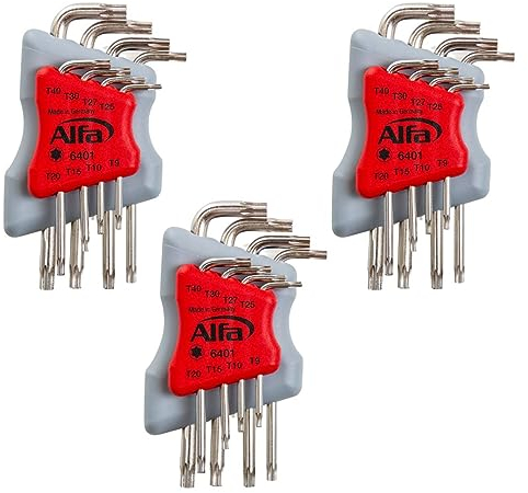 Alfa TORX Winkelschraubendreher-Set 3x in 8 Größen, hochwertiges Chrom-Vanadium Sahl, Made in Germany