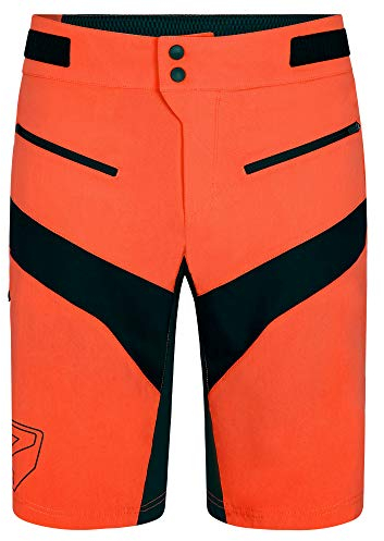 Ziener Herren NEIDECK X-Function Fahrrad-Shorts/Rad-Hose mit Innenhose/Mountainbike - atmungsaktiv|schnelltrocknend|gepolstert, orange pop, 46