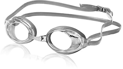 Sporti Unisex Adult Swimming Goggles, Antifog Swim Goggles for Men & Women, Shatter-resistant, Double Silicone Thin Straps, Variety Designs - S2 - Clear Lens/Silver Frame