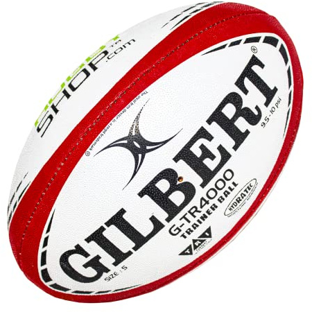 World Rugby Shop X Gilbert G-TR4000 Rugby Ball Size 5 - Durable Rugby Equipment - Triangular Surface Grip - 3 Ply Construction - Red