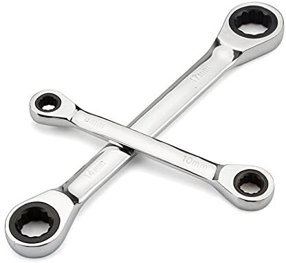 Llave Carraca,Llaves Fijas Con Carraca Llave de carraca de doble cabeza con anillo de cromo vanadio Reversible 8-9-10-12-13-14-15-16-17-18-19mm Juego de llaves combinadas de carraca ( Color : 24-27 )