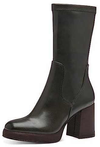 MARCO TOZZI Damen Stiefel mit Absatz aus Kunstleder Blockabsatz, Grün (Olive), 40